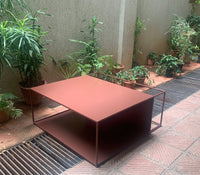 Bella Metal Centre Table in Teak Brown Colour - The Metal Project