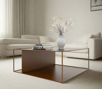 Bella Metal Centre Table in Teak Brown Colour - The Metal Project