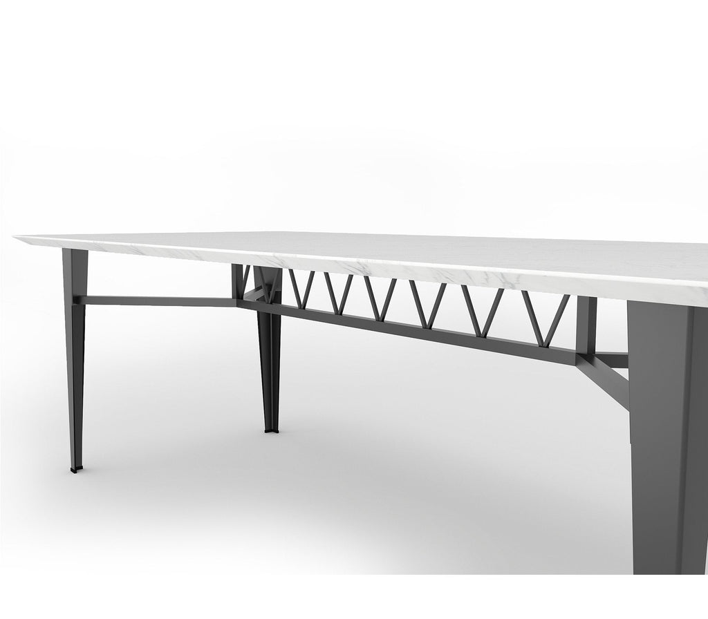 Casa Metal Dining Table in Graphite Grey Colour with White Quartz Marble - The Metal Project