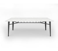 Casa Metal Dining Table in Graphite Grey Colour with White Quartz Marble - The Metal Project