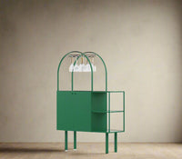 Curio Modern Minimalist Metal Bar Cabinet in Emerald Green Colour - The Metal Project