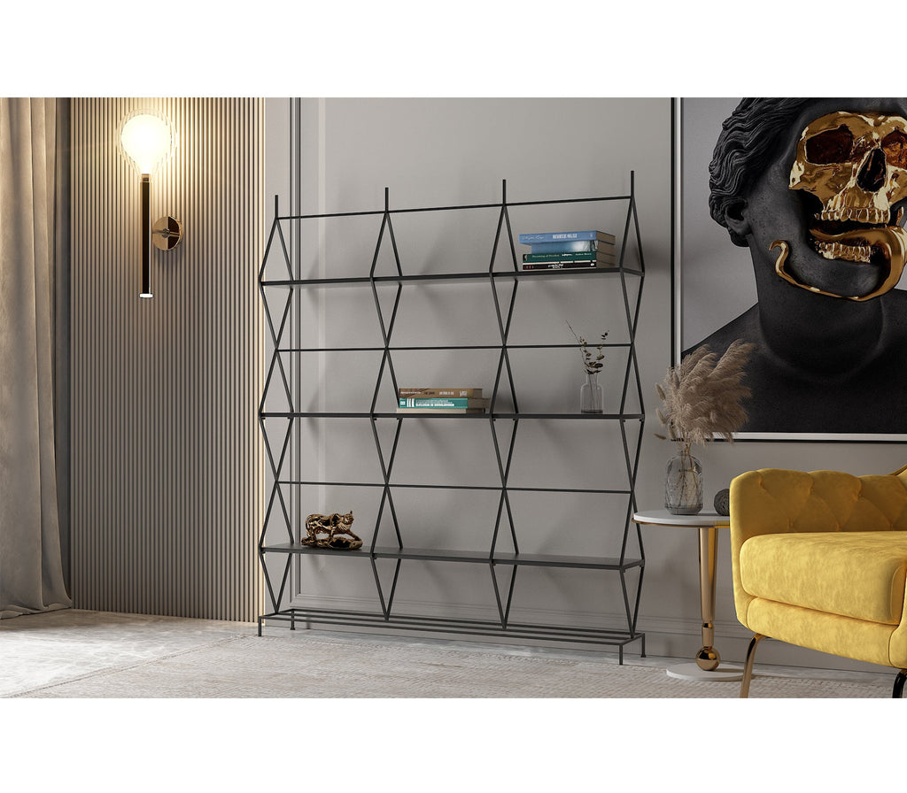 Diamond Metal Shelf In Matt Black Colour - The Metal Project