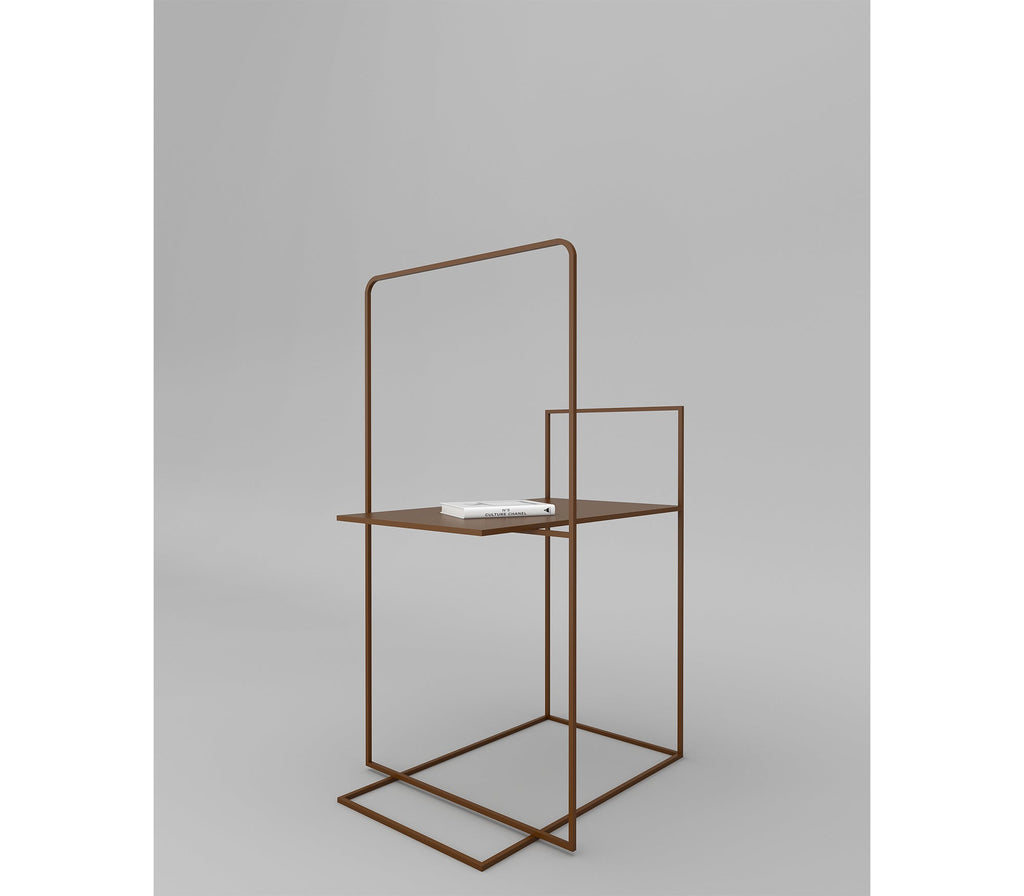 Enzo Meta Mini Shelf in Teak Brown Colour - The Metal Project