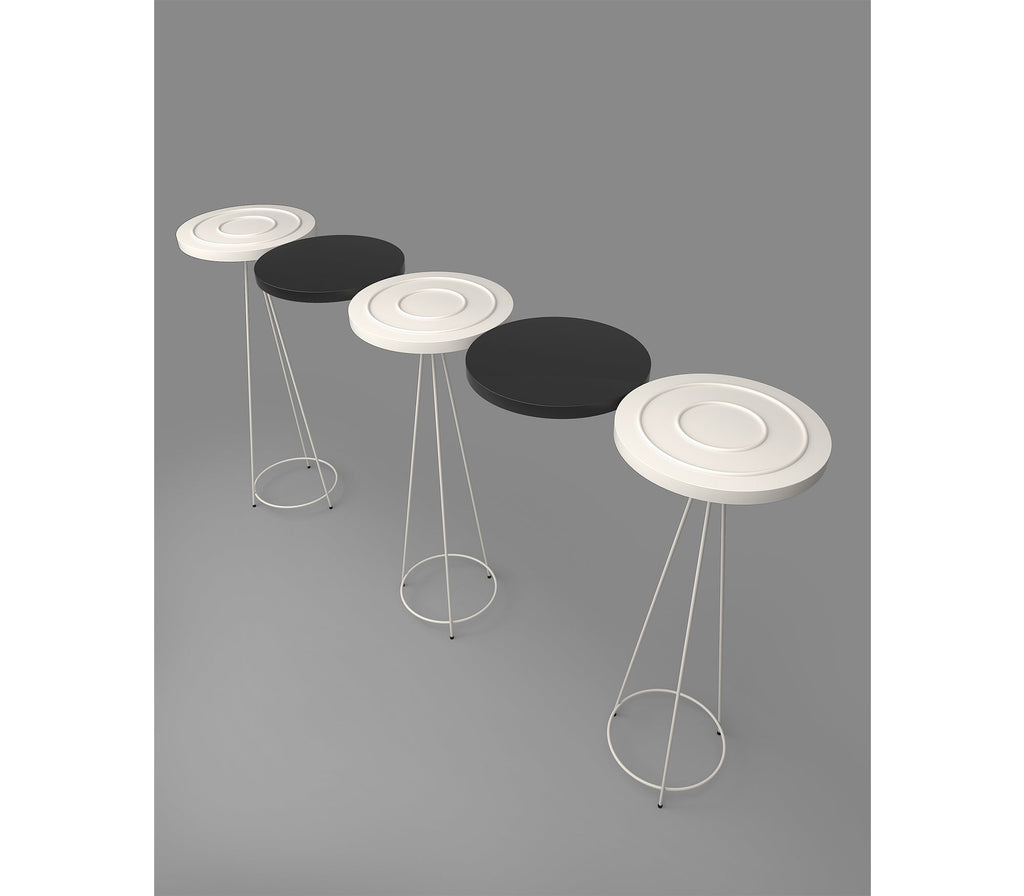 Floating Metal Plate Console Table_Set of 5 in Matt Black and Ivory Colour - The Metal Project
