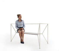 Frame Metal Bench in Matt Black and Ivory Stripes Colour - The Metal Project