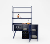 Kaho Metal Cabinet In Teak Brown/ Oxford Blue/ Ivory Colour - The Metal Project