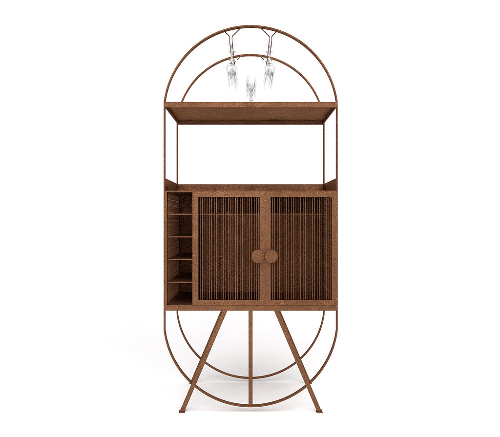 Metal Mini Bar Cabinet in Matt Black and Ivory/Oxford Blue/Beige/Antique Copper/Grey Finish - The Metal Project