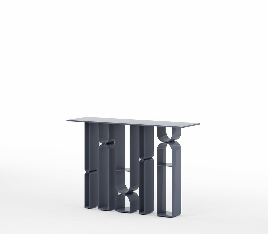 Muji Entryway Accent Metal Console Table in Graphite Grey Colour - The Metal Project