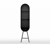 Oval Metal Cabinet with Internal Shelves for Storage/Bar in Matt Black/Oxford Blue - The Metal Project