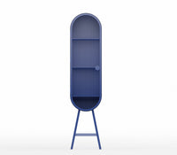 Oval Metal Cabinet with Internal Shelves for Storage/Bar in Matt Black/Oxford Blue - The Metal Project