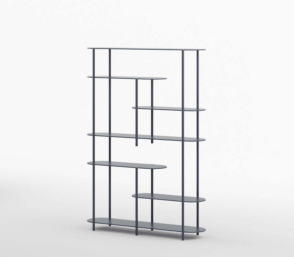 Oval Minimalist Modern Metal Bookshelf in Graphite Grey Colour - The Metal Project