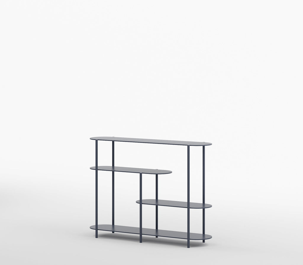 Oval Minimalist Modern Metal Console Entryway Table in Graphite Grey Colour - The Metal Project