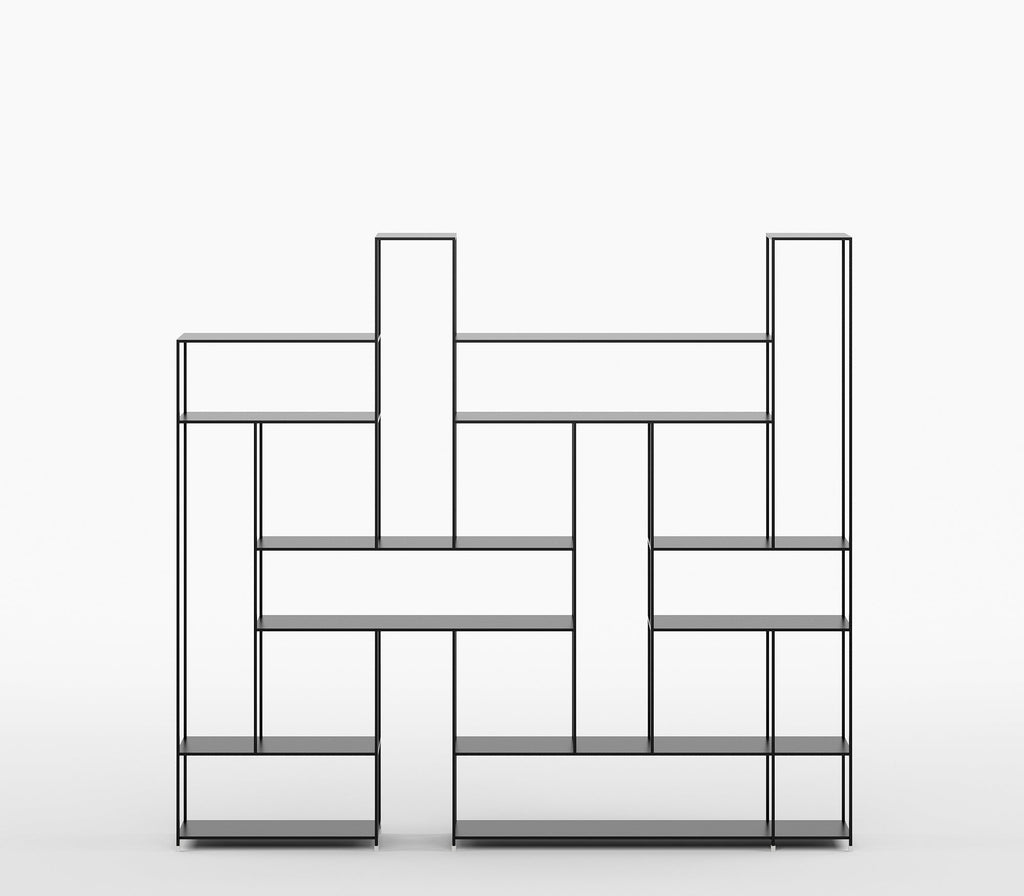 Puzzle Geometric Metal Bookshelf in Matt Black Colour with Multiple Tier - The Metal Project