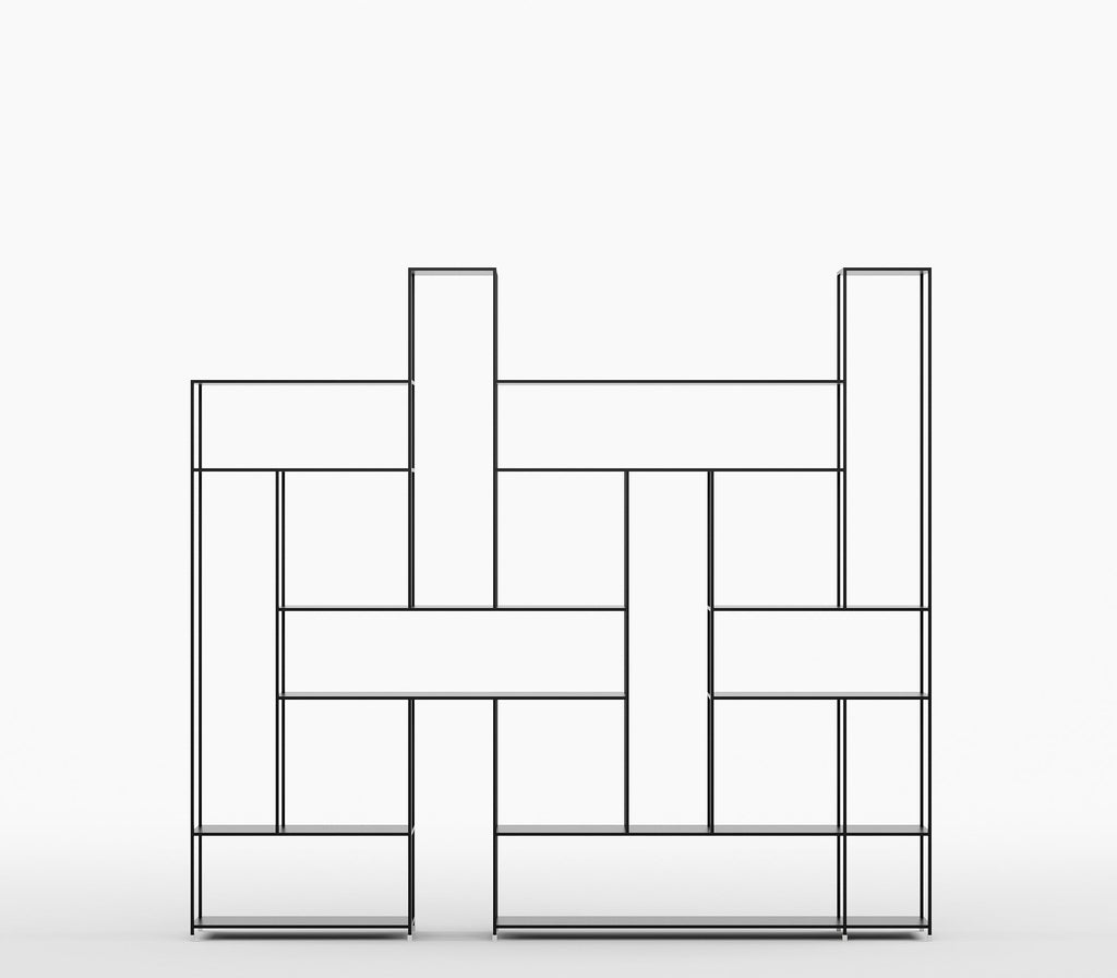 Puzzle Geometric Metal Bookshelf in Matt Black Colour with Multiple Tier - The Metal Project